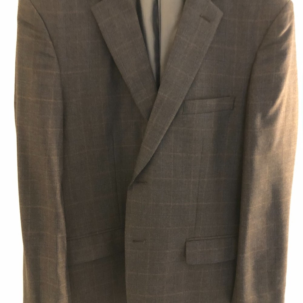 Pronto Uomo Checkered Brown Blue Sport Coat 46R